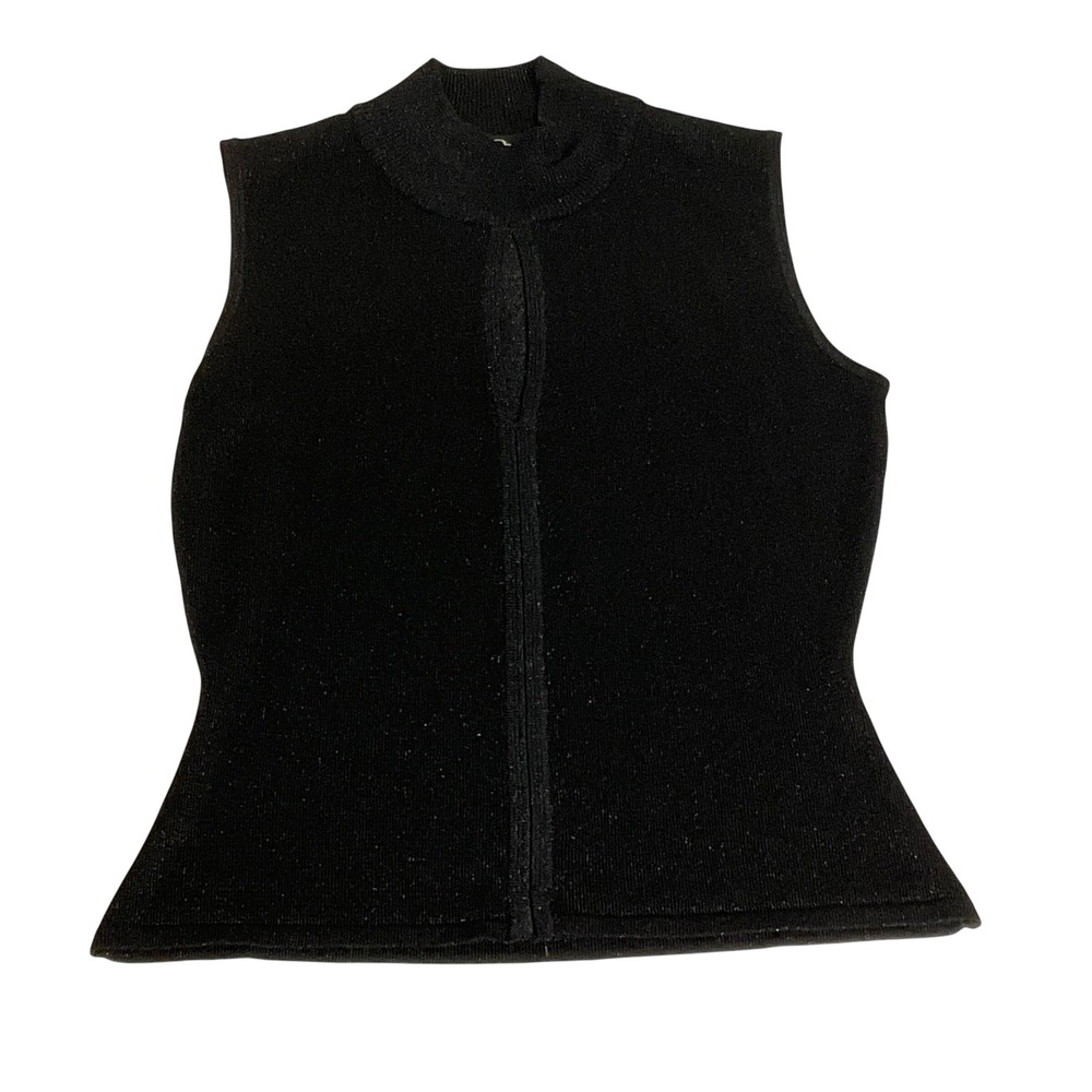 Vintage Christine Philippe black metallic Y2K layering top 90 sheer mesh M rayon